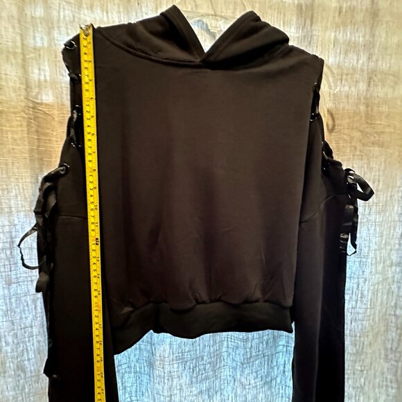 Cat Ear Hoodie Off Shoulder Crop Top Long Sleeve Pullover Sweatshirt ASIAN SIZE - Picture 15 of 16